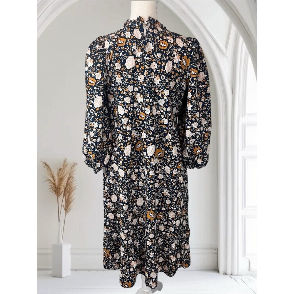 Women’s Navy Floral Midi Dress Size Medium - Picture 2 of 8